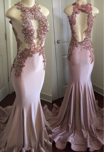 MODERN LACE APPLIQUES SLEEVELESS PARTY GOWNS PROM DRESS HZ1023
